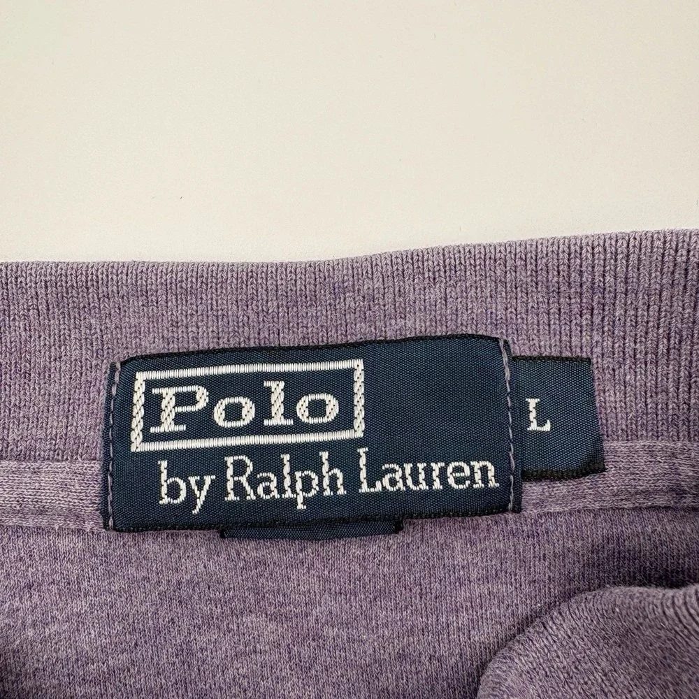 POLO RALPH LAUREN Shirt Mens L Large Purple Heather Cotton Classic Pony Polo